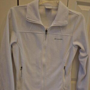 Women's white Columbia fleece zip up jacket - zippered pockets - Size M